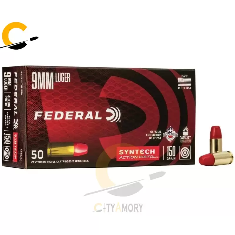 Federal American Eagle Syntech Action Pistol 9mm Luger 150 Grain TSJ Handgun Ammo