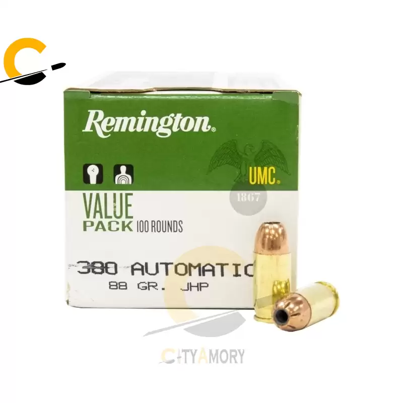 Remington 380 ACP 88 gr JHP Jacketed Hollow Point 100 Round Value Pack