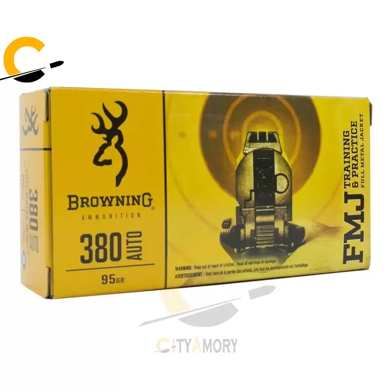 Browning Ammunition 380 Auto 95 gr FMJ Training and Practice 50/Box