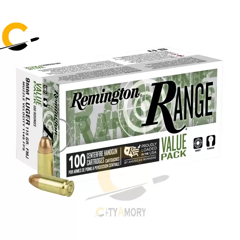 Remington 9mm 115 gr FMJ Range Value Pack 100/Box